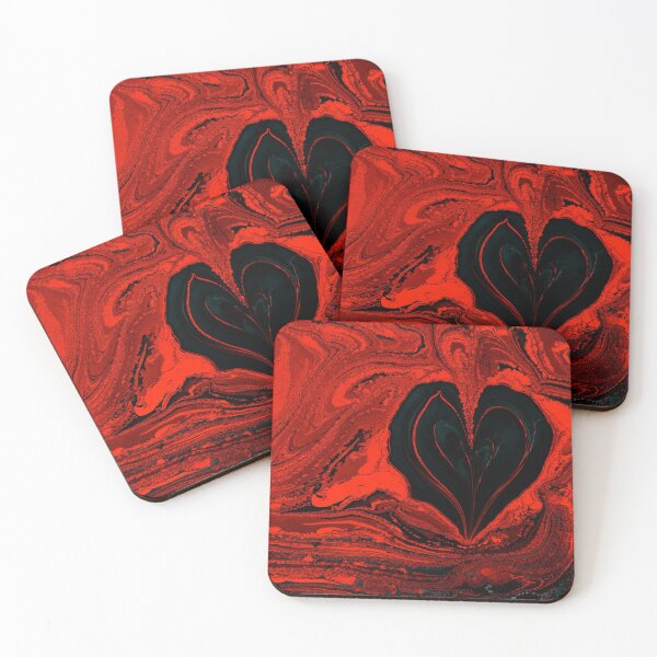 Item preview, Red and Black Fluid Marble Heart designed and sold by konyaaa.