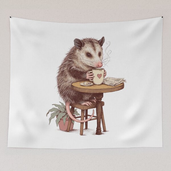Item preview, Cozy Opossum Drinking Coffee  designed and sold by No Excuses Supply.