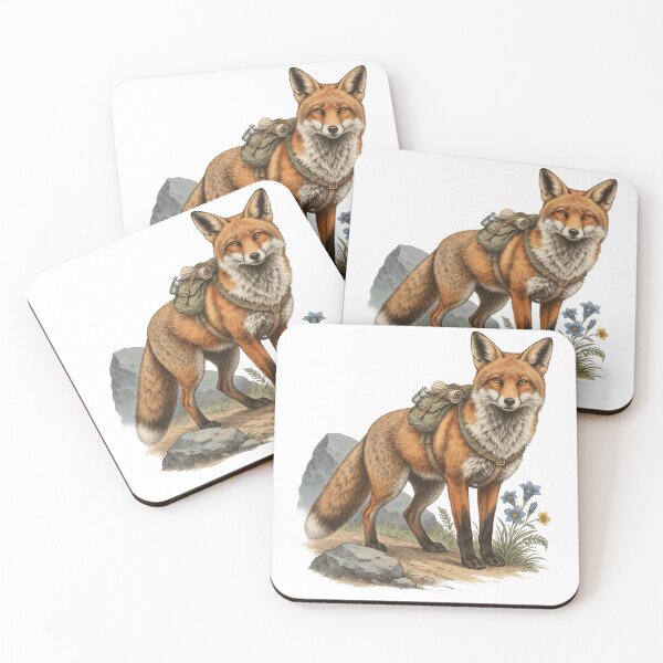 Item preview, Adventure Fox With Backpack Hiking  designed and sold by No Excuses Supply.