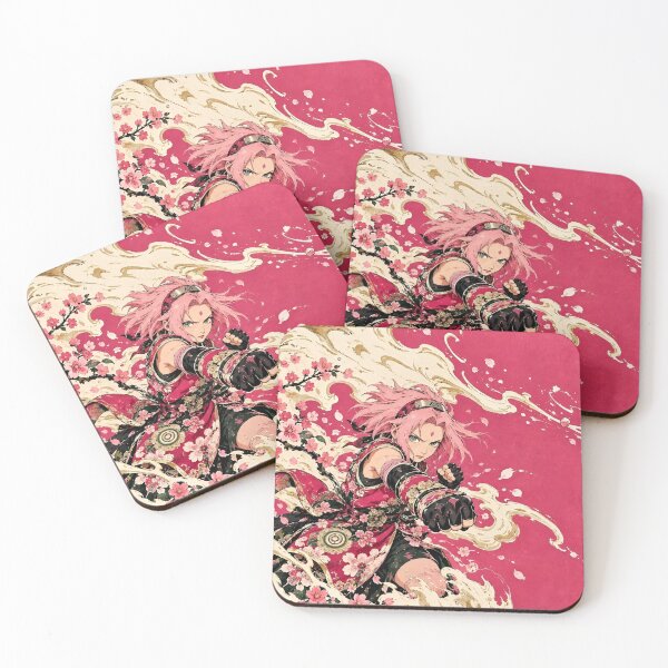 Item preview, Sakura | Pink Haired Anime Warrior – Cherry Blossom Samurai Girl & White Wolf Japanese Art designed and sold by Dyan4.