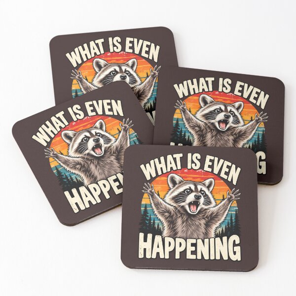 Item preview, Funny Raccoon Saying | What Is Even Happening Retro Animal Humor designed and sold by Aesthetic-Avenue.