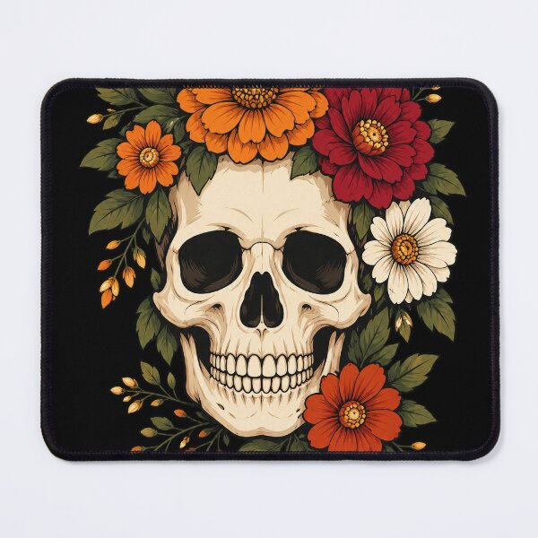 Item preview, Floral Skull with Autumn Flowers – Gothic Botanical Art designed and sold by kstheladesigns.