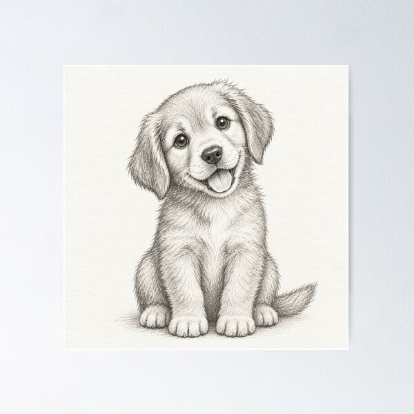 Item preview, Cute Puppy Pencil Drawing – Adorable Dog Graphite Sketch designed and sold by compugrove.