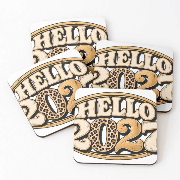 Item preview, Hello 2027 Retro Gold Leopard Print designed and sold by DesigndreamMe.