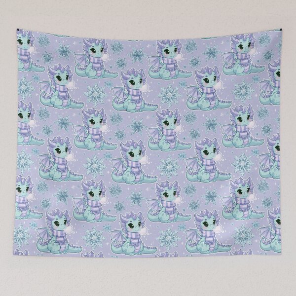 Item preview, Kawaii Winter Dragon Scarf Snowflakes Pattern designed and sold by NicolasGlowArt.