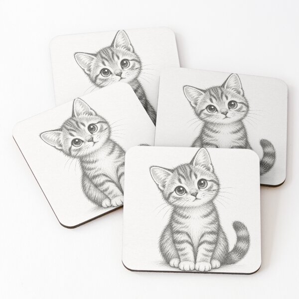 Item preview, Cute Cat Pencil Drawing – Adorable Tabby Kitten Graphite Sketch designed and sold by compugrove.