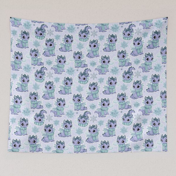 Item preview, Cute Winter Dragon Frosty Breath Snowflakes designed and sold by NicolasGlowArt.