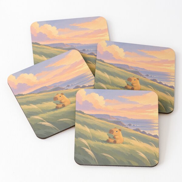 Item preview, Capybara in a Golden Coastal Meadow at Sunset designed and sold by LazyPaw Design.