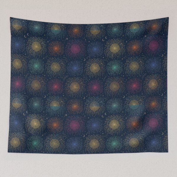 Item preview, Hairball Firework Seamless Pattern Funny Cat Chaos Wild Pattern Gift designed and sold by FurRealStudioCo.