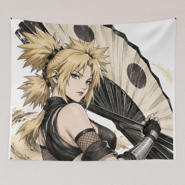 Item preview, Temari | Blonde Kunoichi Warrior with Giant War Fan – Japanese Ink Anime Art designed and sold by Dyan4.