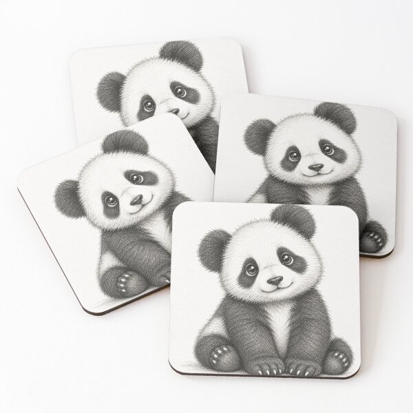 Item preview, Cute Baby Panda Pencil Drawing – Adorable Black and White Animal Art designed and sold by compugrove.