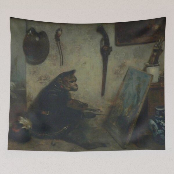 Item preview, The Monkey-painter (Workshop Interior) designed and sold by SharonTheFirst.
