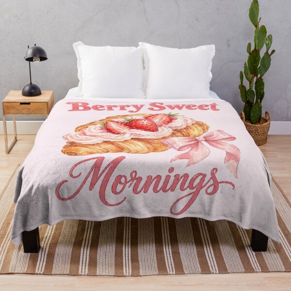 Item preview, Berry Sweet Mornings – Strawberry Cream Croissant Watercolor Art designed and sold by Verycutethings.