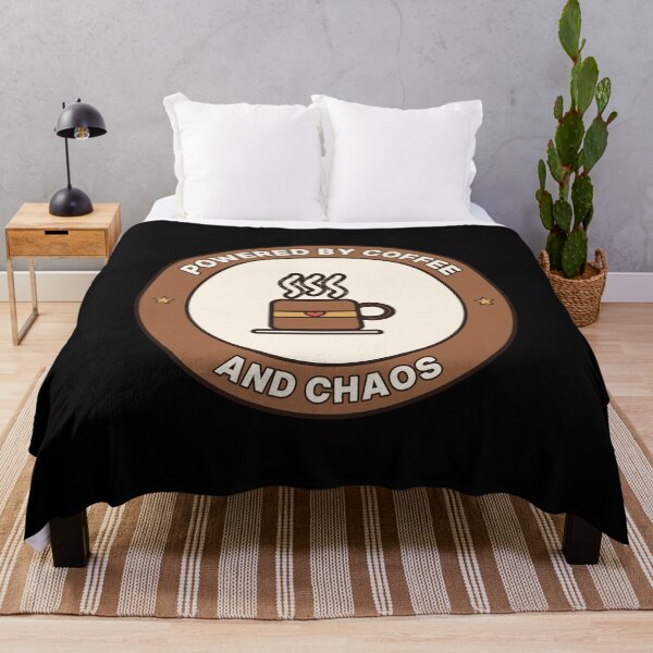 Item preview, Powered by Coffee and Chaos Retro Badge designed and sold by PixelForge!.