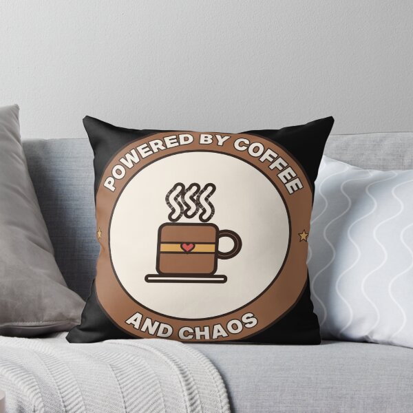 Item preview, Powered by Coffee and Chaos Retro Badge designed and sold by PixelForge!.