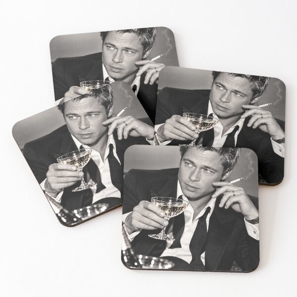 Item preview, Brad Pitt – Hollywood After Hours | Black and White Celebrity Portrait designed and sold by LuluLeb.