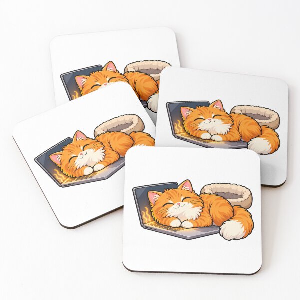 Item preview, Cozy Cat Sleeping on a Warm Laptop designed and sold by Thai Vibe Studio.