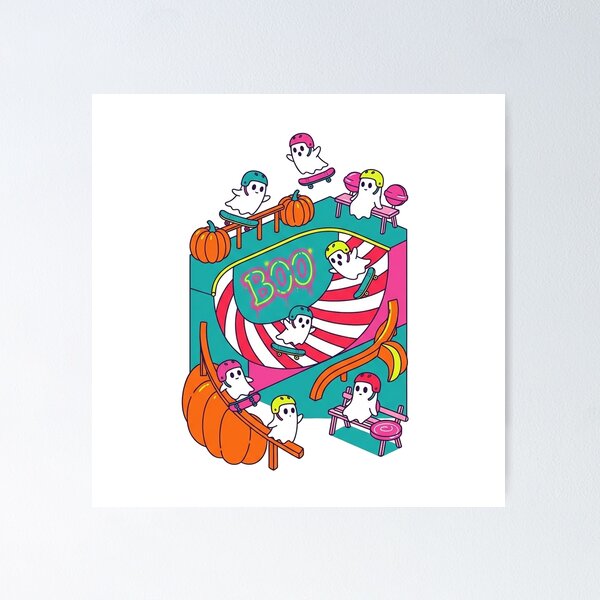 Item preview, BOO Ghost Skatepark - Surreal Candy Halloween Skate Art designed and sold by jrzvibe.