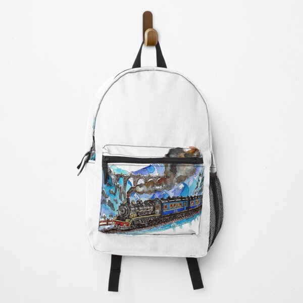 Item preview, Majestic Winter Journey Mountain Steam Train Watercolor designed and sold by DesseindImages.