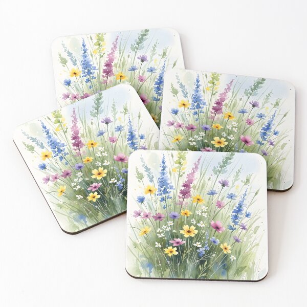 Item preview, Airy Wildflower Meadow in Blue Yellow and Pink designed and sold by VelloomStore.