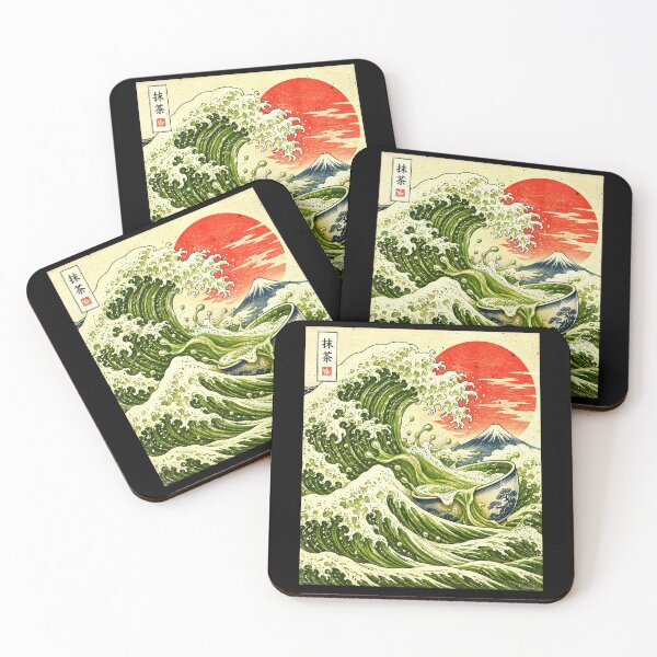 Item preview, Matcha Great Wave Spilling Into a Tea Bowl designed and sold by elderberry.