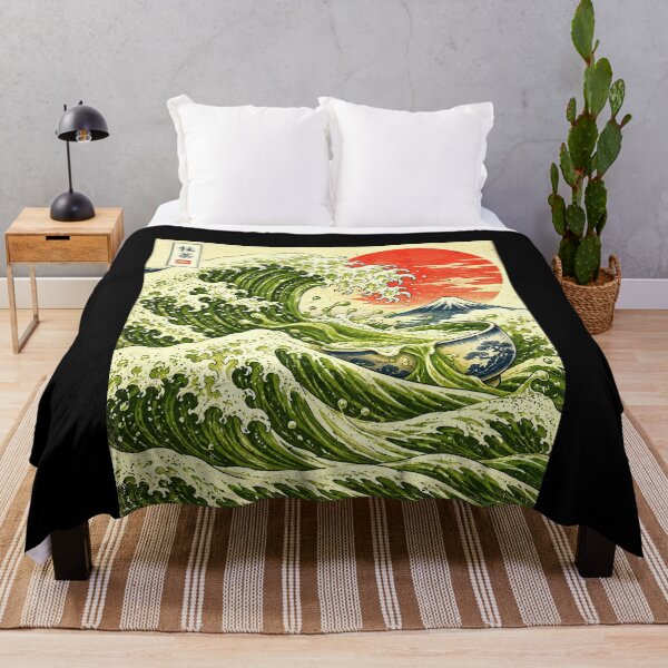 Item preview, Matcha Great Wave Spilling Into a Tea Bowl designed and sold by elderberry.