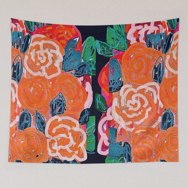 Item preview, Blue vase ORANGE ROSES designed and sold by bekki smith.
