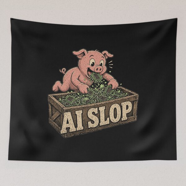 Item preview, AI Slop - Funny Pig Eating Circuit Boards designed and sold by Rebel Rewind.