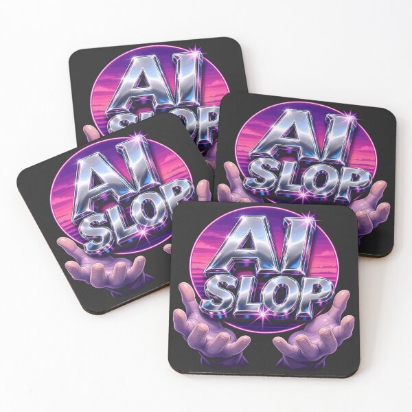 Item preview, AI Slop - Retro Chrome Logo Too Many Fingers designed and sold by Rebel Rewind.