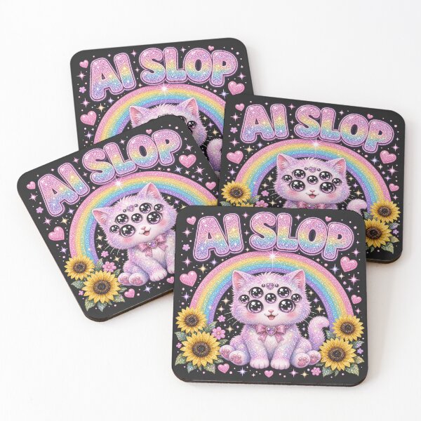 Item preview, AI Slop - Cursed Glitter Kitten designed and sold by Rebel Rewind.