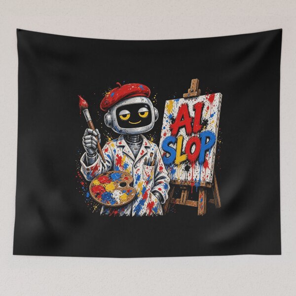 Item preview, AI Slop - Smug Robot Artist designed and sold by Rebel Rewind.