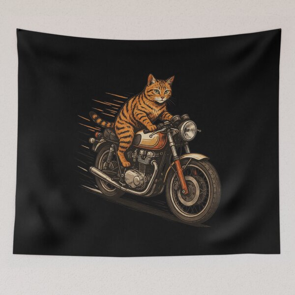 Item preview, Funny Cat Riding Vintage Motorcycle designed and sold by No Excuses Supply.