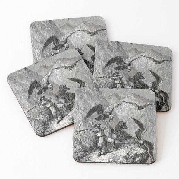 Item preview, American explorers of the colonial era hunting a condor - antique adventure engraving designed and sold by Prepress.