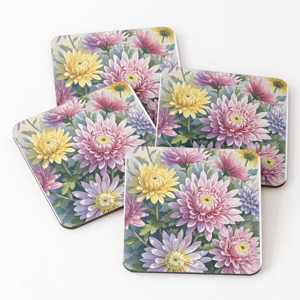Item preview, Colorful Chrysanthemum Garden Watercolor Painting designed and sold by VelloomStore.