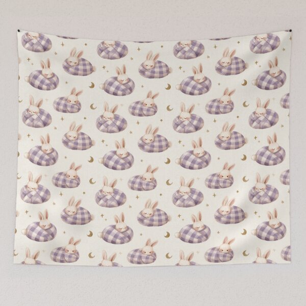 Item preview, Sweet Sleepy Bunny Plaid Blanket Pattern designed and sold by NicolasGlowArt.