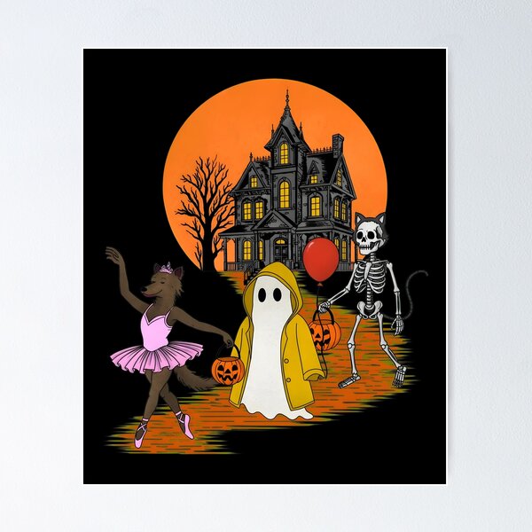 Item preview, Spooky Night Ballet Ghost Skeleton Haunted House Art designed and sold by GiaoCalonas.