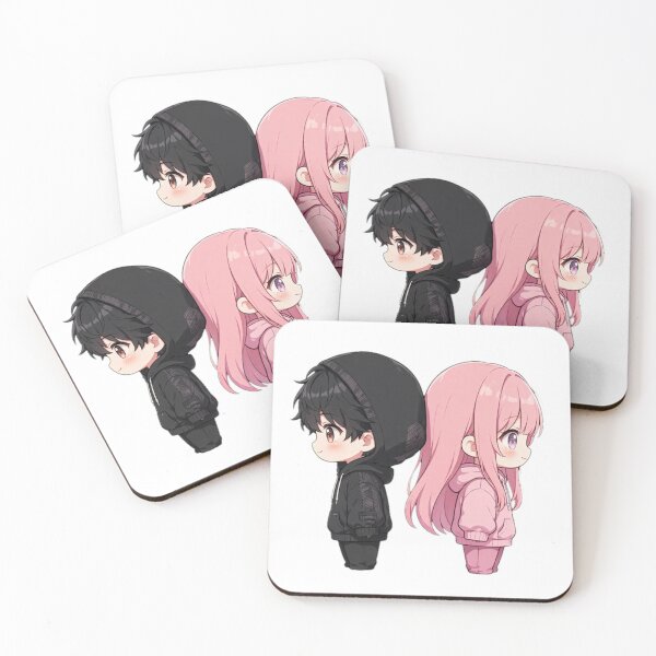 Item preview, Anime Couple Chibi Design | Cute Matching Couple Black Hoodie and Pink Hoodie designed and sold by HoMya.