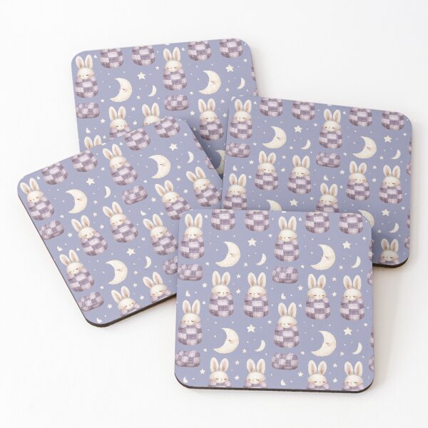 Item preview, Cute Sleeping Bunny Plaid Blanket Moon Stars designed and sold by NicolasGlowArt.