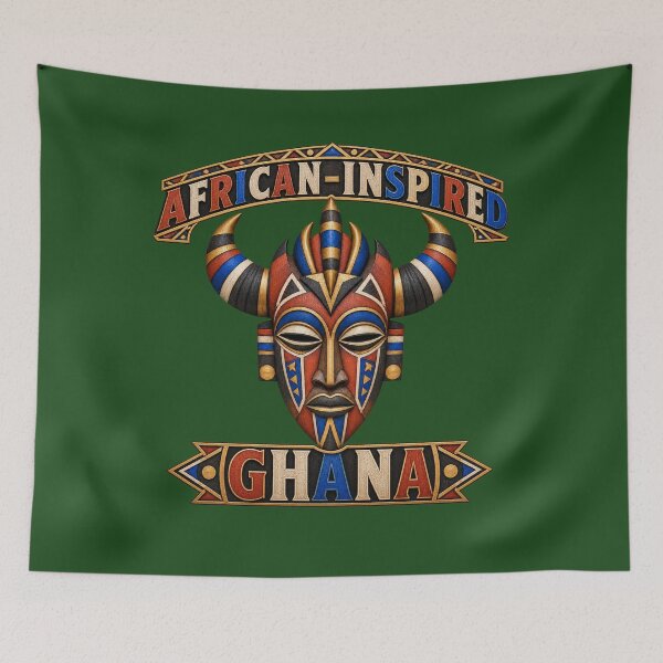 Item preview, African Inspired Ghana Horned Mask Gold Art designed and sold by puzzell.