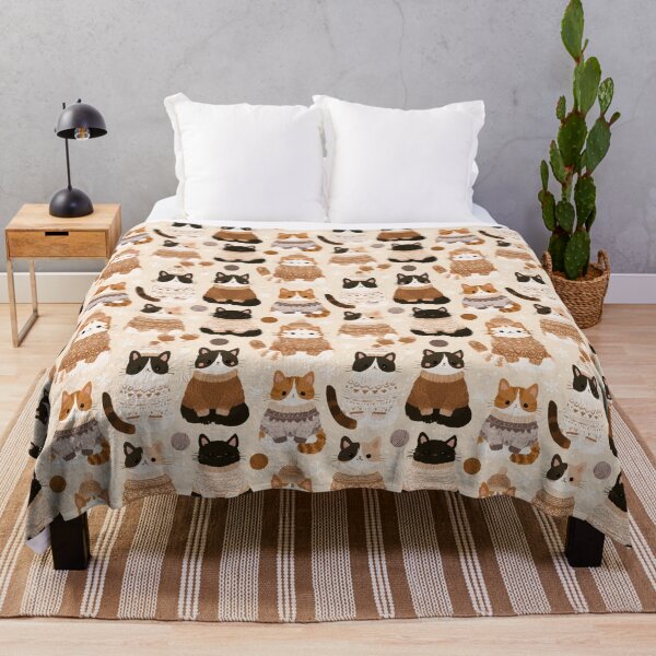 Item preview, Cozy Winter Cats in Sweaters Kawaii Pattern designed and sold by NicolasGlowArt.