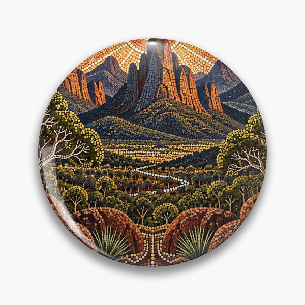 Item preview, Aboriginal Inspired Dot Art - Warrumbungle Sunset and Kangaroos designed and sold by GrinGalore.