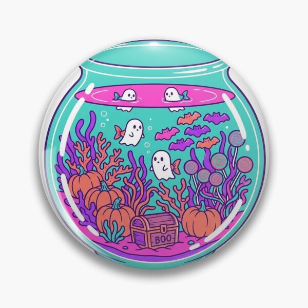Item preview, BOO Ghost Fishbowl - Kawaii Surreal Halloween Aquarium Art designed and sold by jrzvibe.