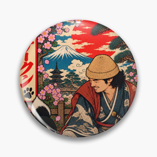 Item preview, Samurai Petting Dog and Cat Knit Cap Mount Fuji Cherry Blossom Graphic Novel Art designed and sold by BRTHRCNK01.