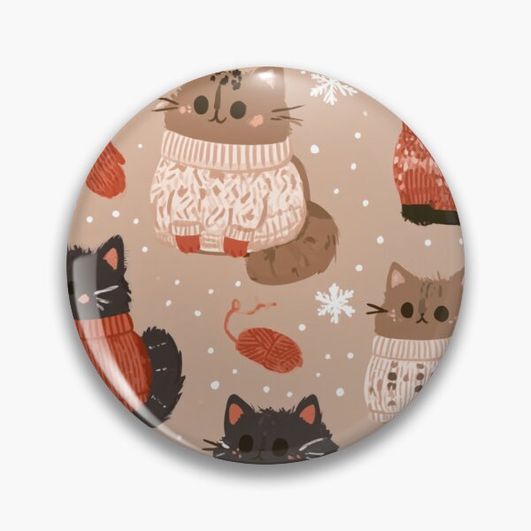 Item preview, Cute Cats in Sweaters Winter Snow Pattern designed and sold by NicolasGlowArt.