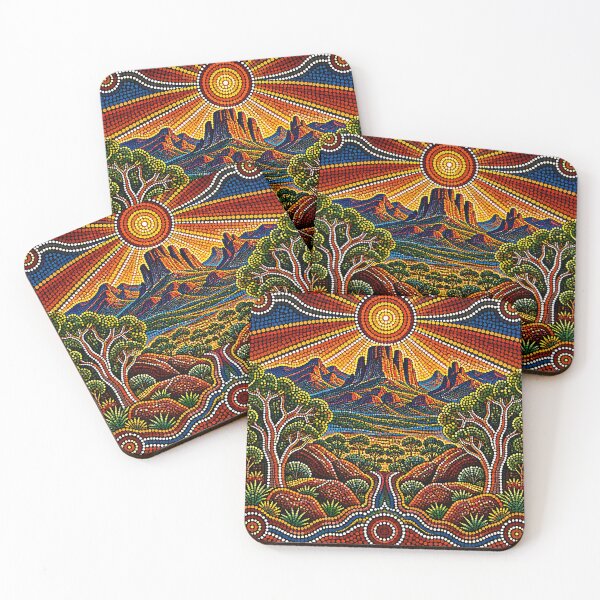 Item preview, Aboriginal Inspired Dot Art - Beauty Of Warrumbungle Sunset designed and sold by GrinGalore.