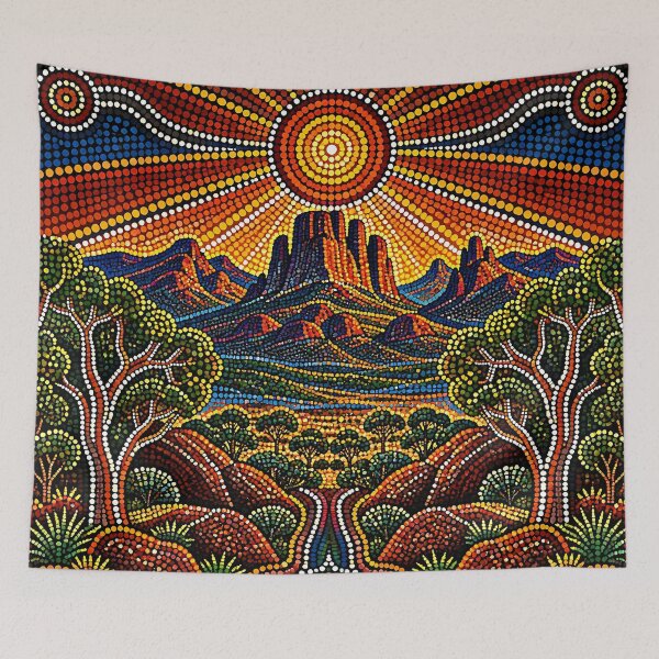 Item preview, Aboriginal Inspired Dot Art - Beauty Of Warrumbungle Sunset designed and sold by GrinGalore.