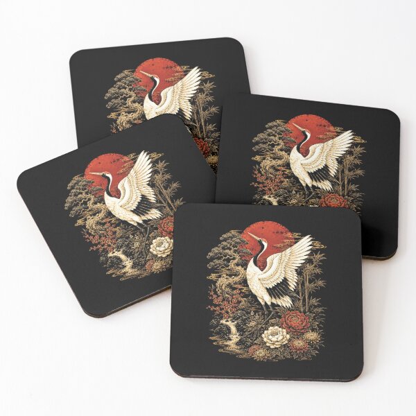 Item preview, Japanese Crane, Vintage Asian Bird Graphic, Red Sun Japanese Art , Floral Crane Nature Aesthetic designed and sold by AndeKJandera.