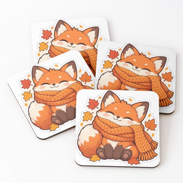 Item preview, Cozy Fox in Knit Scarf Autumn Leaves designed and sold by Varaprasad43.