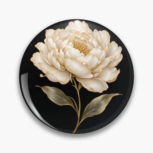 Item preview, Elegant Golden Peony Illustration - Cream & Gold Botanical Flower designed and sold by BumbleBloom7.