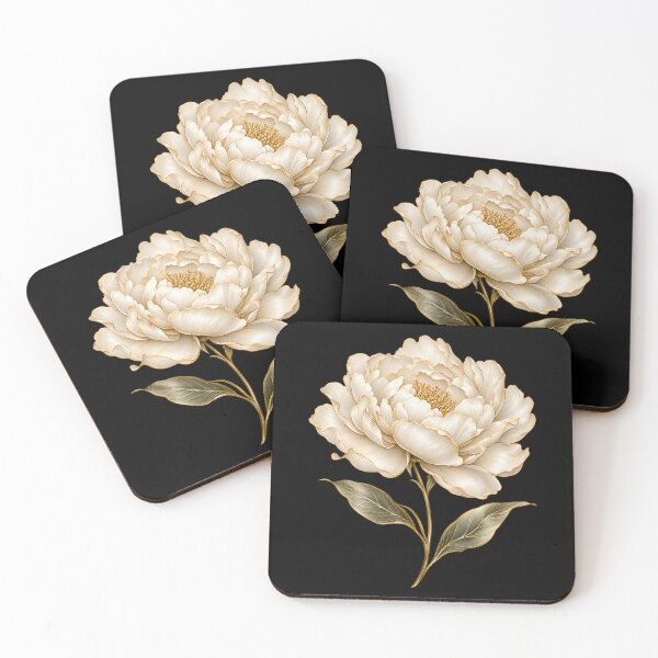 Item preview, Elegant Golden Peony Illustration - Cream & Gold Botanical Flower designed and sold by BumbleBloom7.